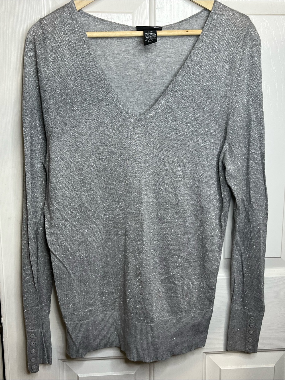 Silver Gray V-Neck Women’s Lightweight Knit Sweater